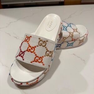 GG Multicolor Platform Slide Sandals Size 12 - Read Description